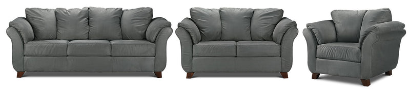 Breton Sofa, Loveseat and Chair Set - Dark Grey