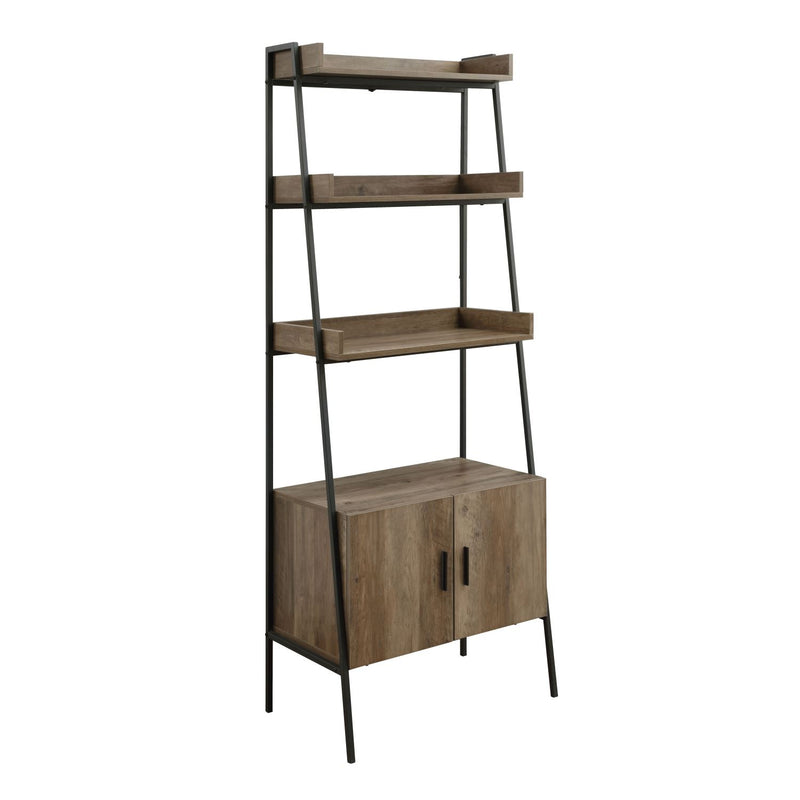 Jacquier 4-Shelf Bookcase with Cabinet - Rustic Oak