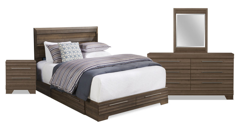 Odense 6-Piece Full Storage Bedroom Set - Grey