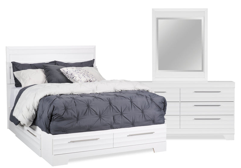 Odense 5-Piece Full Storage Bedroom Set - White
