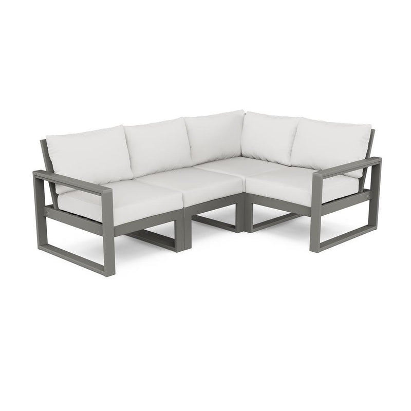 POLYWOOD® EDGE 4 Pc Modular Deep Seating Set - Slate Grey/Natural Linen