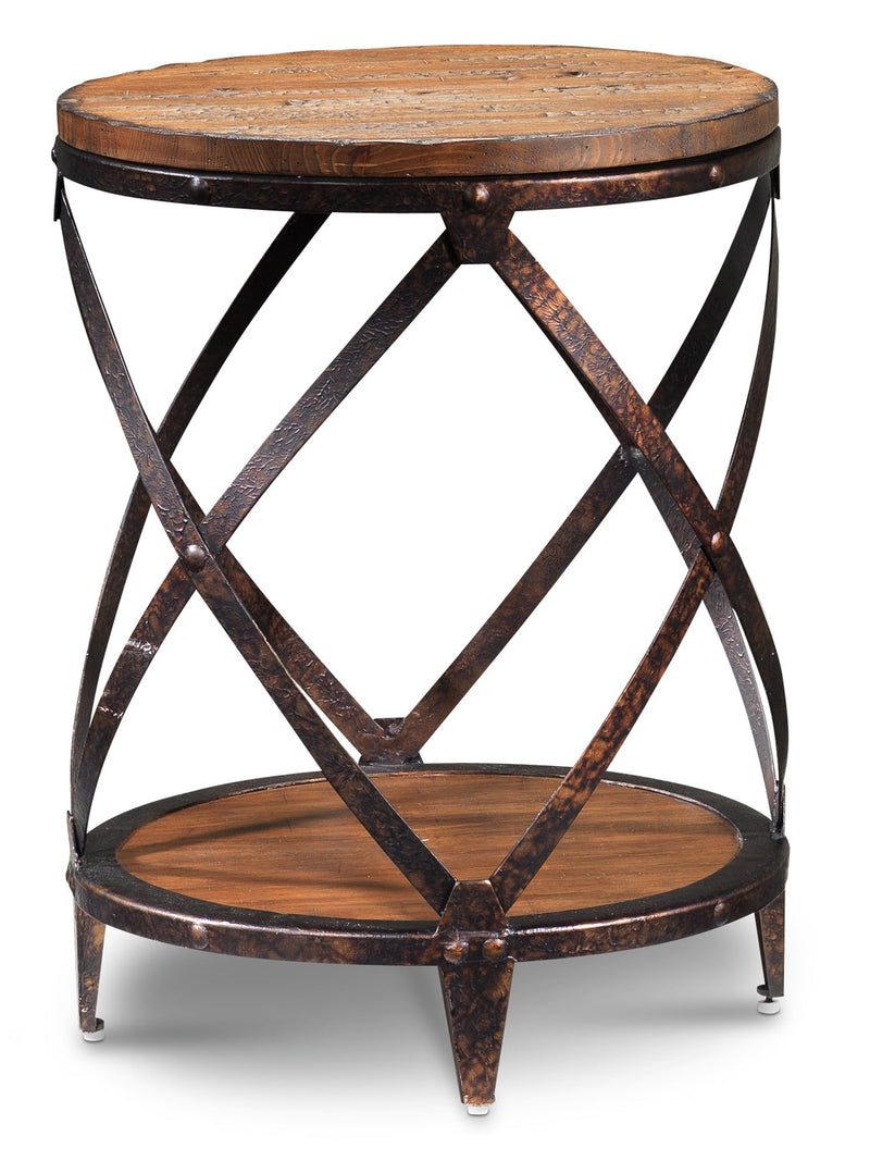 Antiquity Round End Table - Distressed Natural Pine