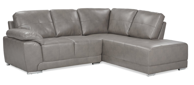Ramsey 2-Piece Leather-Look Fabric Right-Facing Sectional - Grey
