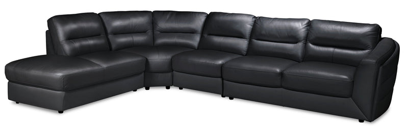 Canborough 4-Piece Genuine Leather Left-Facing Sectional - Black