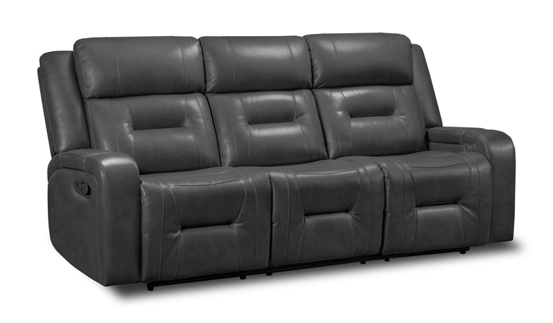 Yarmuth Leath-Aire Power-Reclining Sofa - Grey