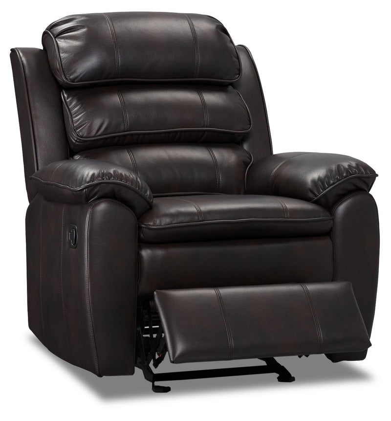 Faldon Leather-Look Fabric Glider Recliner - Brown