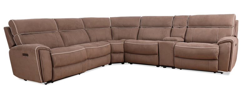 Sunview 6-Piece Faux Suede L-Shaped Power Reclining Sectional - Taupe