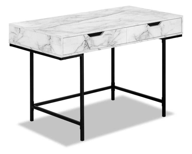 Gary Desk - White Marble-Look