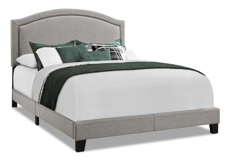 Diamant Linen-Look Fabric Queen Bed - Grey