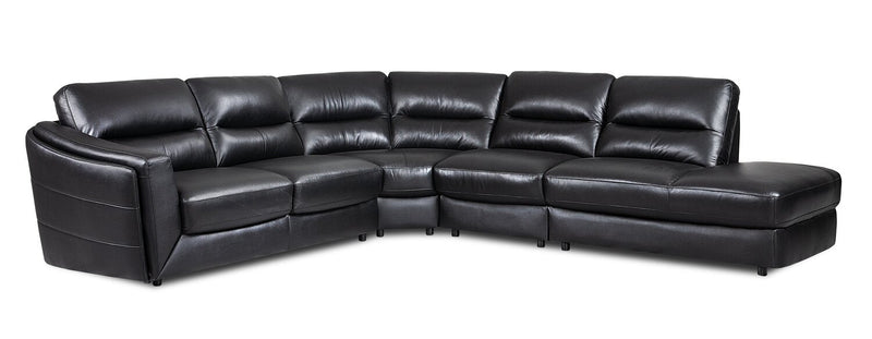 Canborough 4-Piece Genuine Leather Right-Facing Sectional - Black