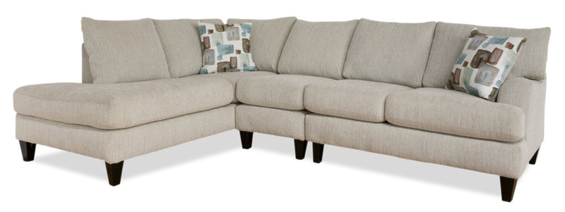 Abby 3-Piece Chenille Left-Facing Sectional - Linen