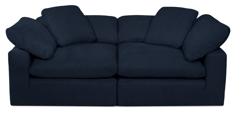 Dalyn Linen-Look Fabric Modular Loveseat - Navy