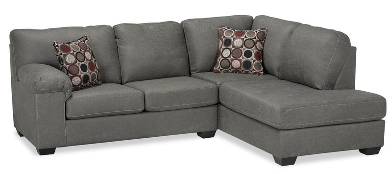 Farrow 2-Piece Leather-Look Fabric Right-Facing Condo Sectional - Grey