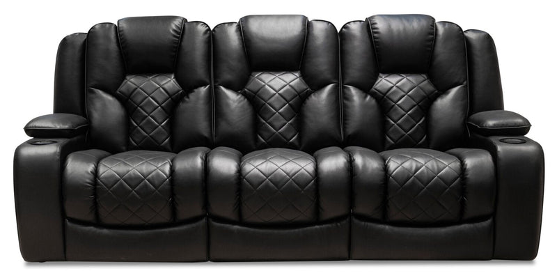 Rye Faux Leather Power Reclining Sofa with Power Headrest - Black