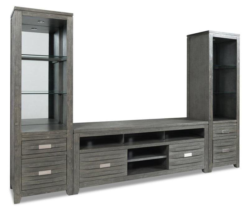 Bronx 3-Piece Entertainment Centre with 60" TV Opening - Grey - Contemporary style Wall Unit in Grey Acacia