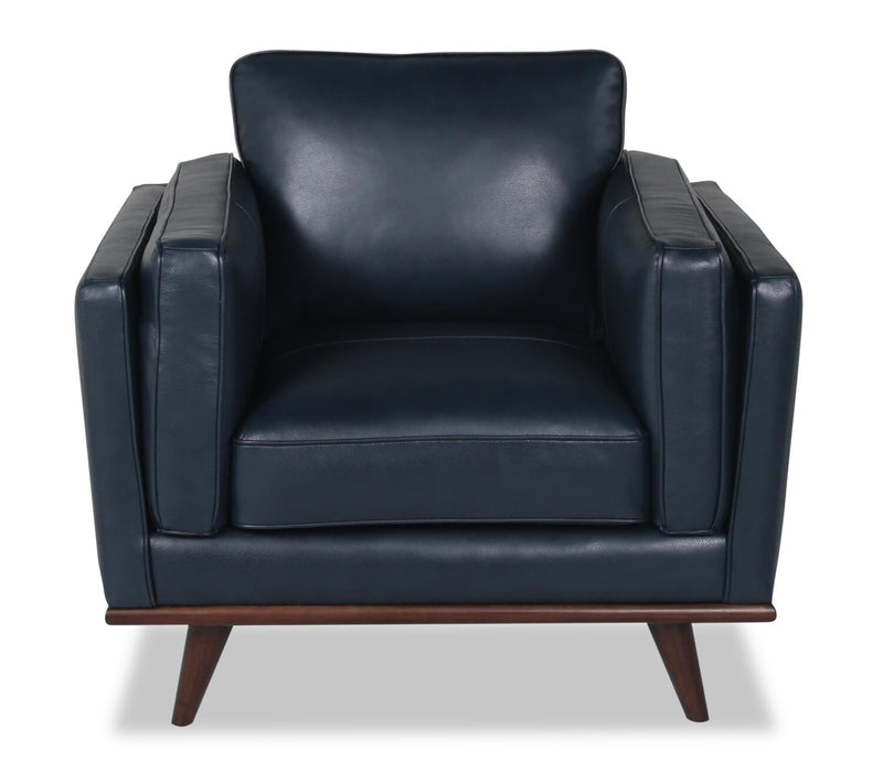 Marlott Top-Grain Genuine Leather Chair - Navy
