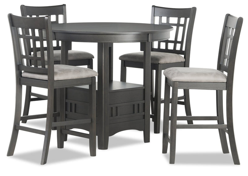 Dena 5-Piece Counter-Height Dining Package - Grey-Brown - Dining Room Set