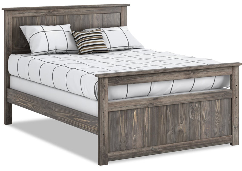 Piper Full Bed - Rustic style Bed in Driftwood grey Pine