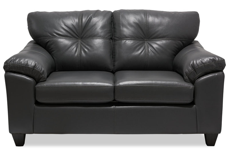Irene Leath-Aire Loveseat - Grey