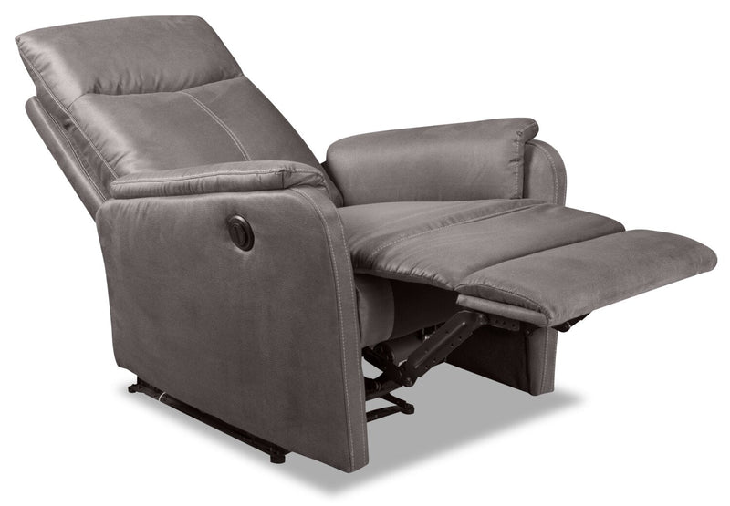 Alger Faux Suede Power Recliner - Dark Grey
