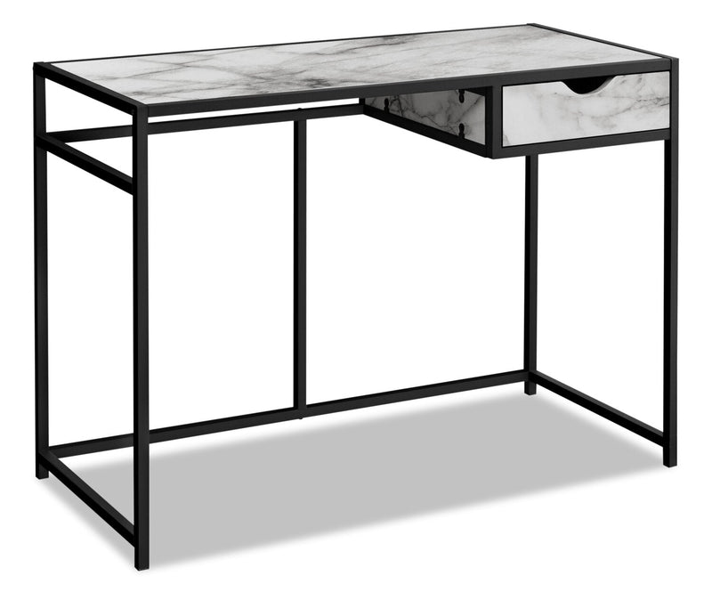 Vergas Desk - White Marble-Look