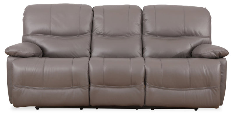 Darlington Genuine Leather Power Reclining Sofa - Grey