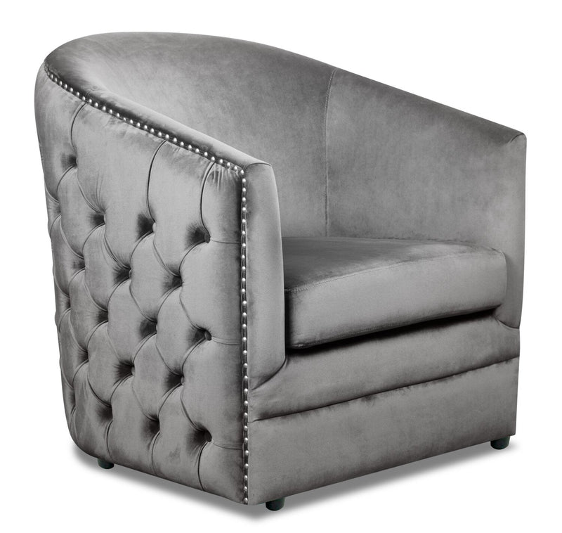 Kelby Velvet Accent Chair - Grey