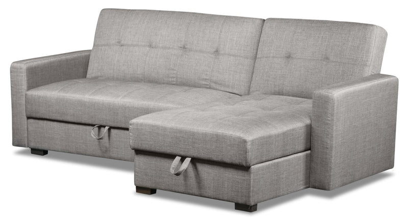 Caledon 2-Piece Linen-Look Right-Facing Futon Sectional - Steel