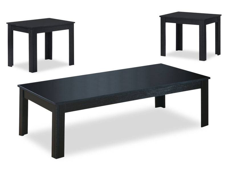 Bloom 3-Piece Coffee and Two End Tables Package - Black