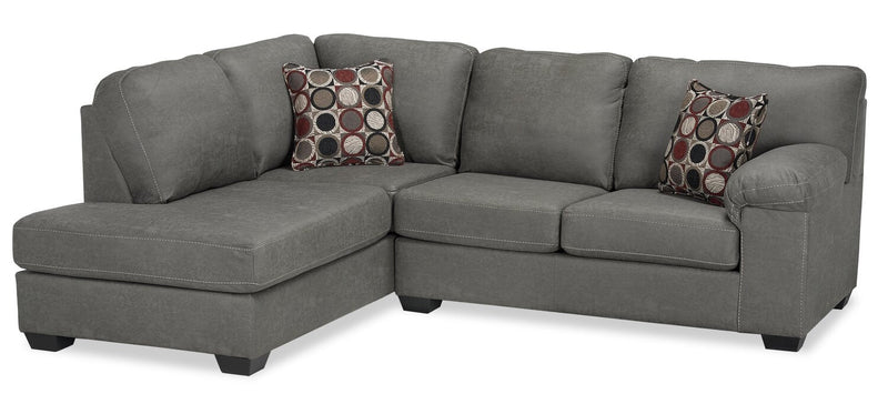 Farrow 2-Piece Leather-Look Fabric Left-Facing Condo Sectional - Grey