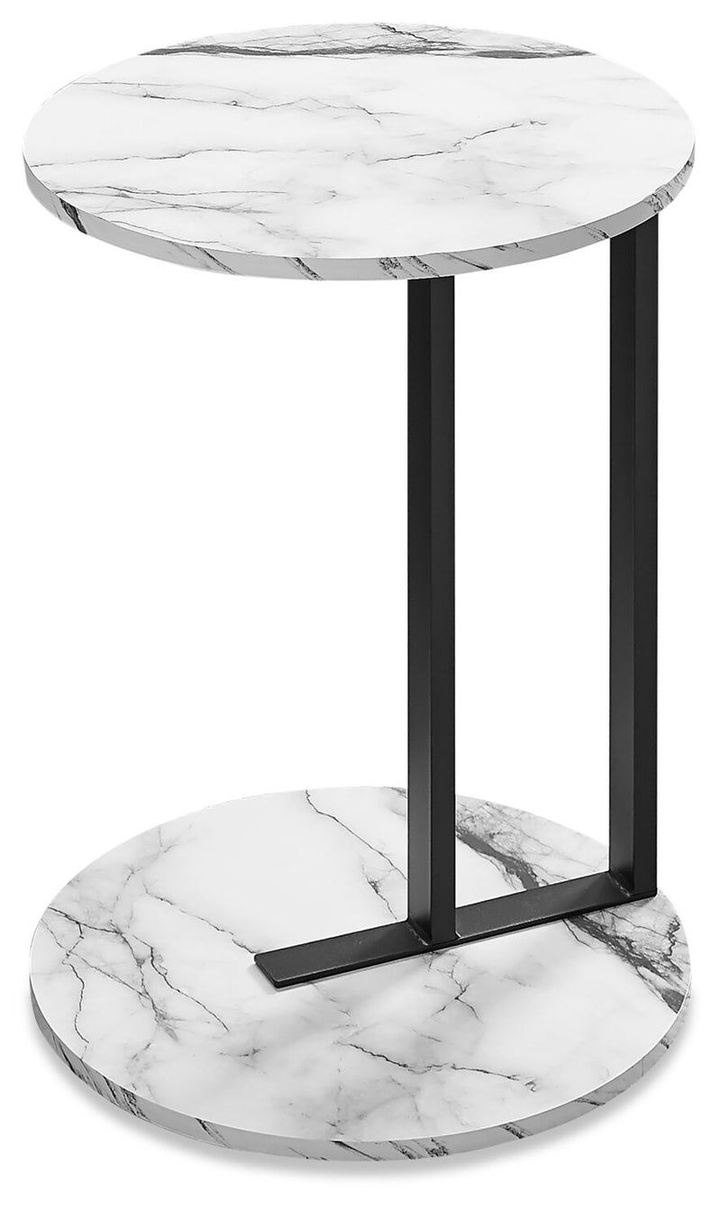 Larabee Faux Marble Chairside Table - White