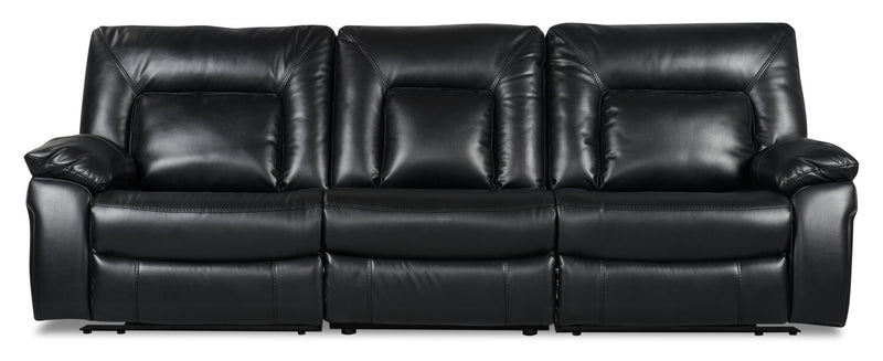 Mothel Leather-Look Fabric Power Reclining Sofa - Black