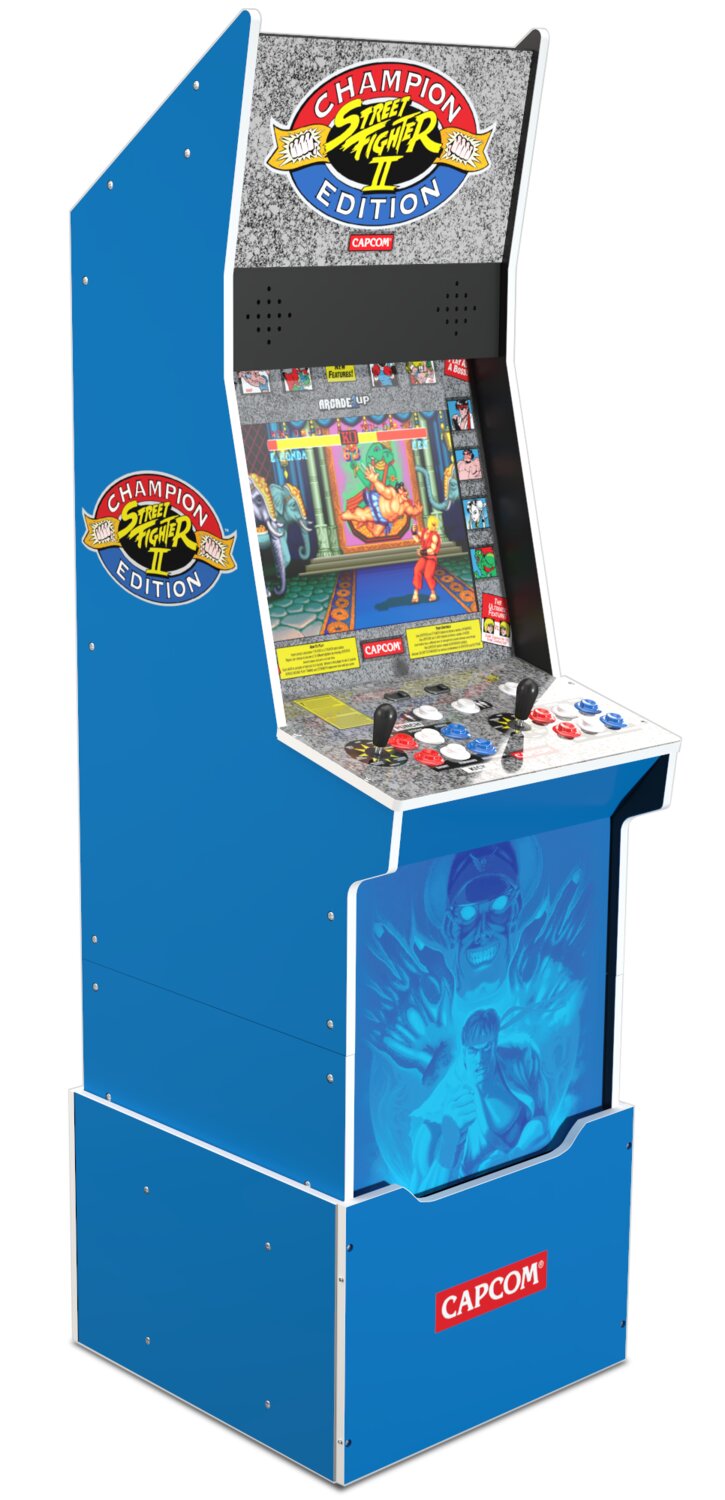 Arcade1Up Street Fighter™ ll Championship Edition Big Blue Arcade Cabinet with Riser and Stool