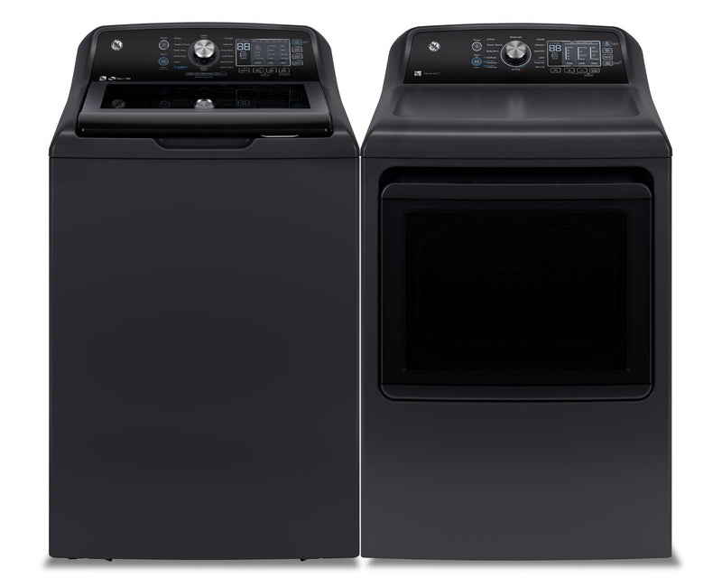 GE 5.3 Cu. Ft. Top-Load Washer and 7.4 Cu. Ft. Electric Dryer with SaniFresh - GTW690BMTDG/GTD69EBPTDG