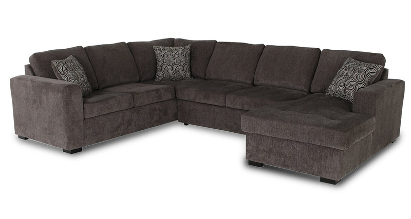 Tales 3-Piece Right-Facing Chenille Sleeper Sectional Sofa - Pewter