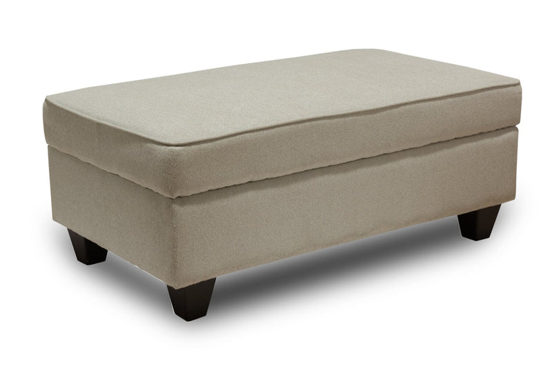 Minstrel Chenille Ottoman - Ecru