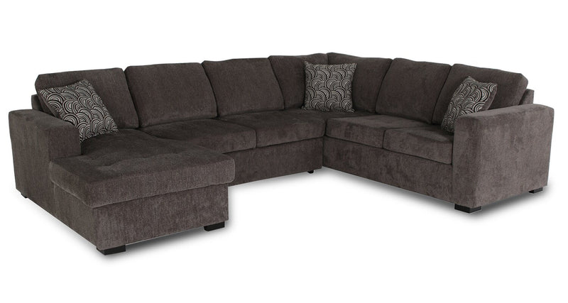 Tales 3-Piece Left-Facing Chenille Sleeper Sectional Sofa - Pewter