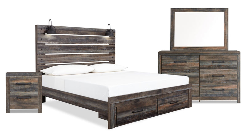 Naylon 6-Piece King Storage Bedroom Set - Brown