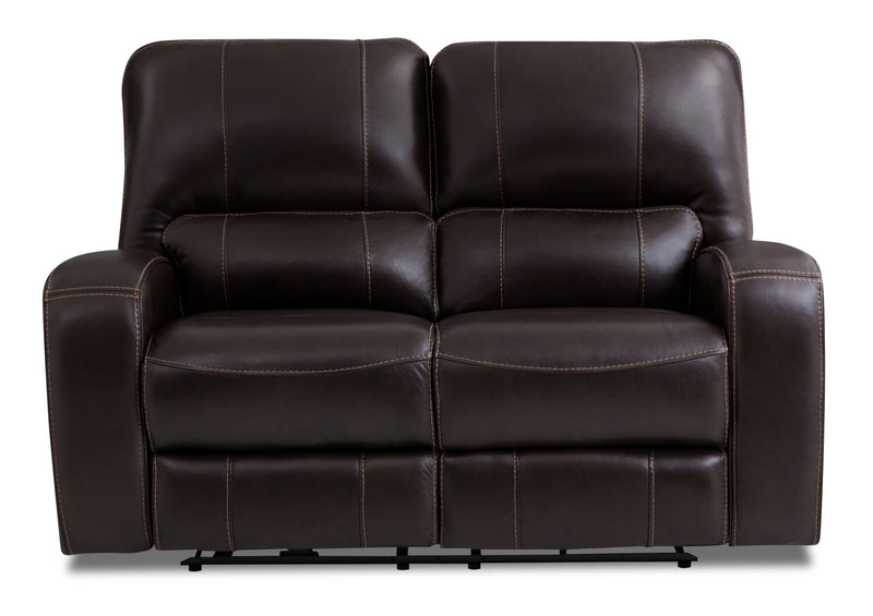 Sterling Genuine Leather Power Reclining Loveseat with Power Headrests - Brown