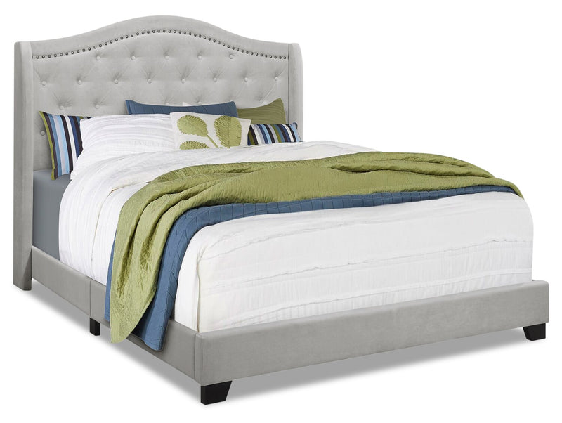 Orin Velvet Queen Bed - Grey