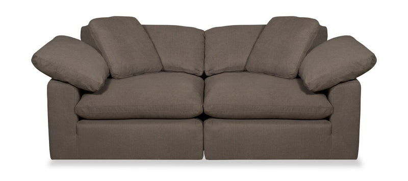 Dalyn Linen-Look Fabric Modular Loveseat - Slate