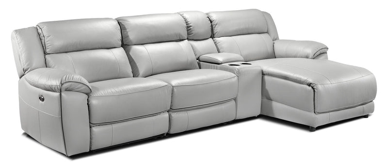 Southminster 4-Piece Leather Sectional with Right-Facing Chaise - Grey