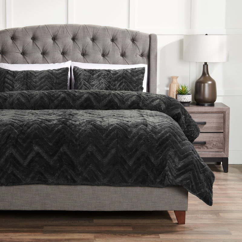 Phoebe 3-Piece Full/Queen Comforter Set - Charcoal