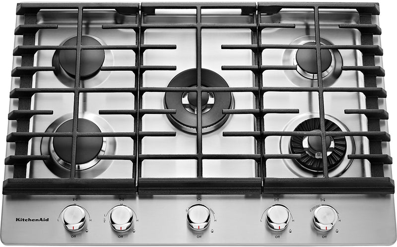 KitchenAid 30" 5- Burner Gas Cooktop with Griddle - Stainless Steel