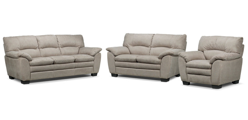 Maree Sofa, Loveseat and Chair Set - Silver Grey