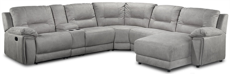 Halcyon 6-Piece Reclining Sectional with Right-Facing Chaise - Light Grey