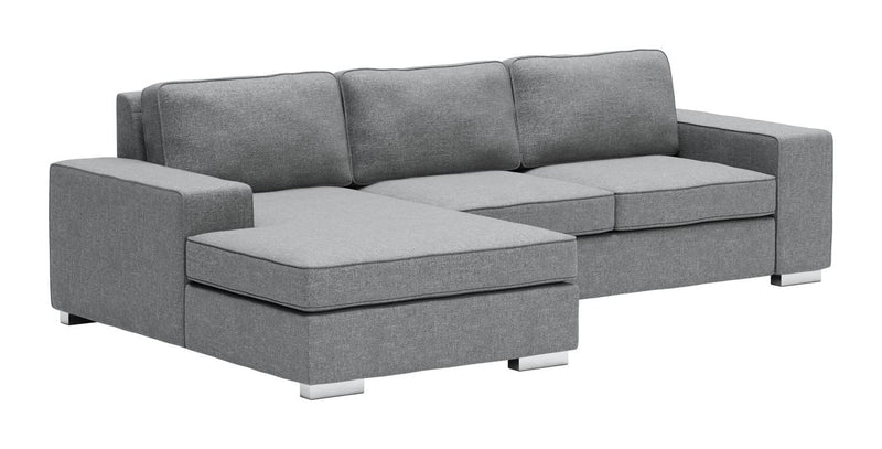 Algarve Linen Look Sectional with Reversible Chaise - Light Grey
