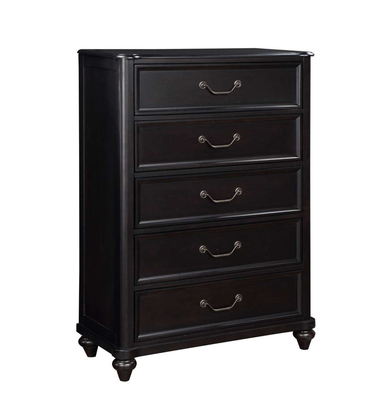 Neil 5 Drawer Chest - Charcoal Brown