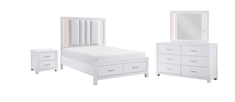 Marie 6-Piece Queen Storage Bedroom Package - White/Silver