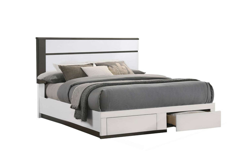 Tait 3-Piece Queen Storage Bed - White/Gunmetal Grey